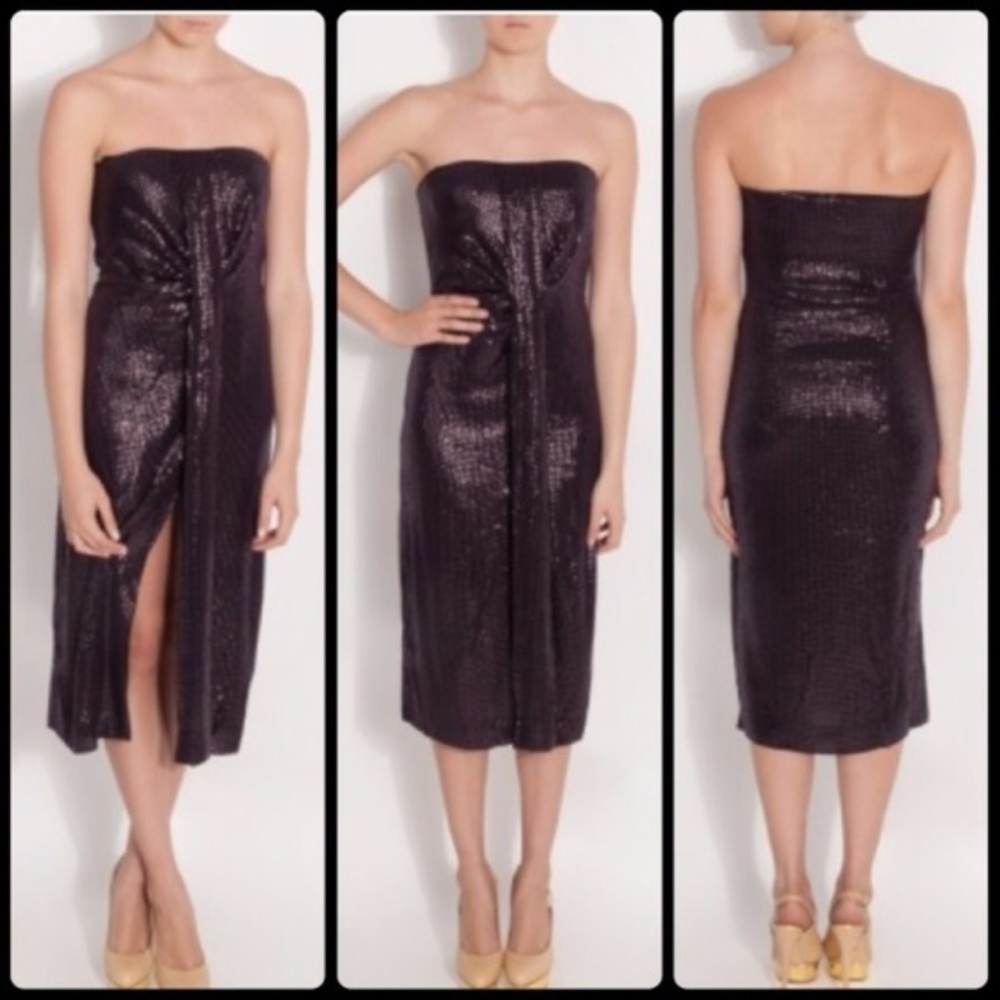 Diane von Furstenberg Purple Strapless Sequin Gown